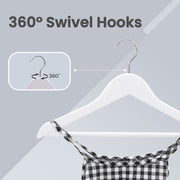 Close-up of the 360 degree swivel hook on the kids wooden hanger