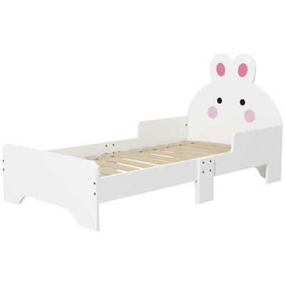 Toddler Bed with Rabbit Design Ideal for Kids Bedroom Play and Sleep Space, White Zonekiz