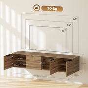 Wall Mounted TV Unit with Shelves and Storage for Living Room Entertainment, Rustic Brown