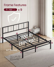 Bed frame shown with numbered support legs and a 500 kg weight capacity