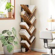 Eight Shelf Tree Bookcase With Space Saving Design For Bedroom Or Lounge, Wood Effect