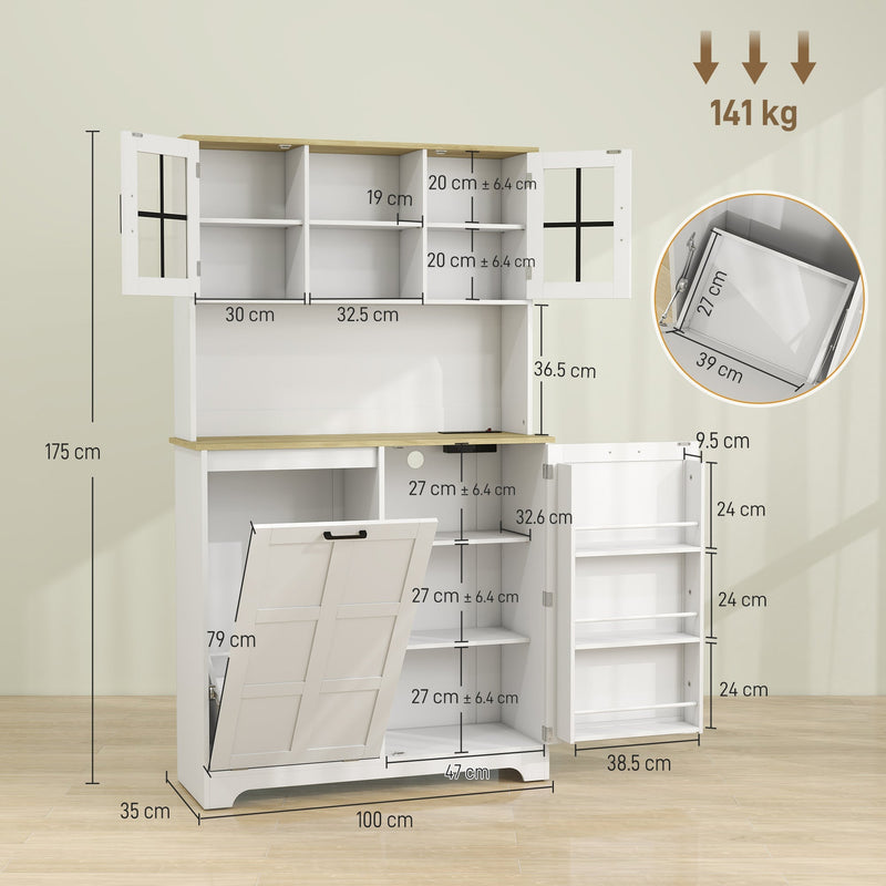 Kitchen cupboard dimensions diagram showing 100 cm wide, 35 cm deep and 175 cm tall