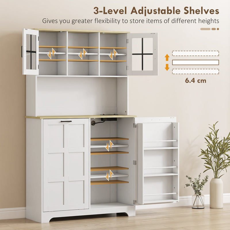 Adjustable shelf graphic showing 3 shelf levels moving in 6.4 cm steps