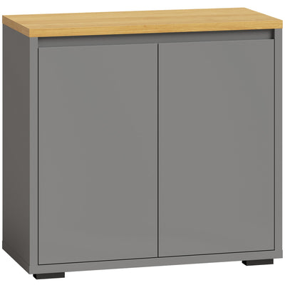HOMCOM grey kitchen sideboard with wood-effect top and double doors