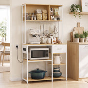 HOMCOM kitchen storage rack styled in a kitchen with microwave, coffee machine and cookware