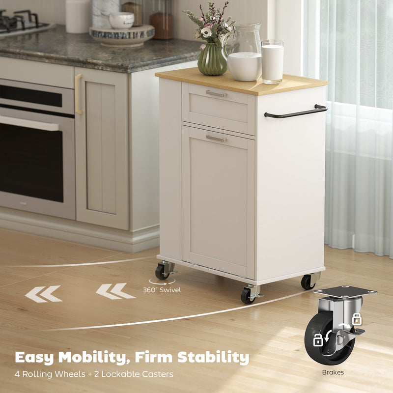 Close-up of the swivel casters and lockable brake wheels on the trolley base