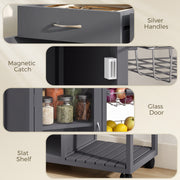 Close-up of the lockable wheels on the kitchen trolley