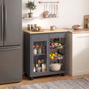 Full side view of the grey kitchen trolley