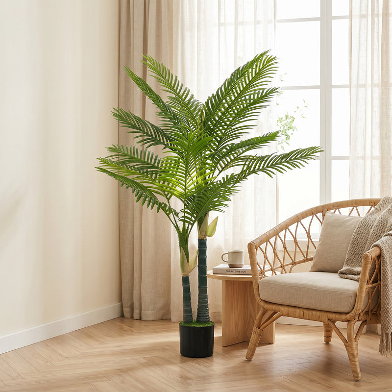 Artificial Palm Tree 150cm for Indoor Corners No Maintenance with Weighted Pot Green