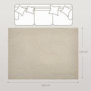 Jacquard Rug with Thick Foam Padding and Non Slip Backing for Busy Homes Cream AOSOM