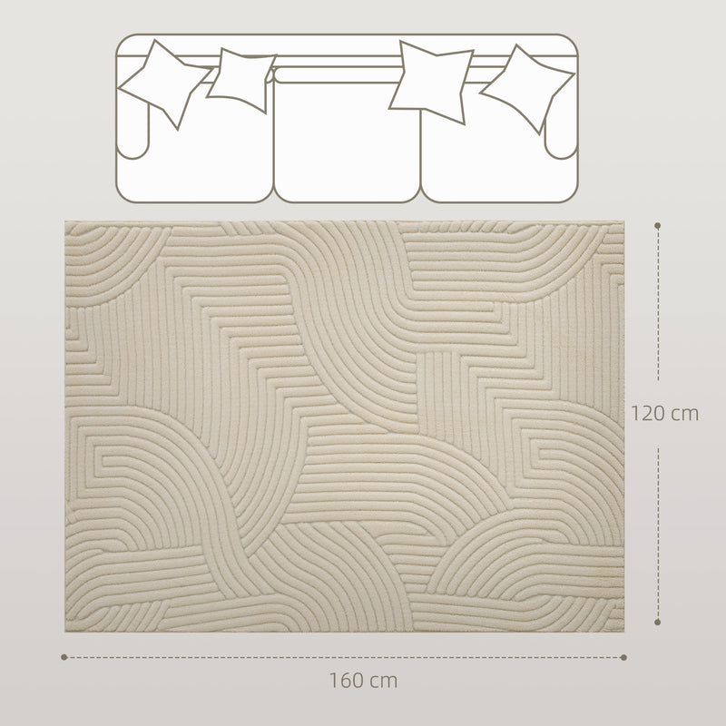 Jacquard Rug with Thick Foam Padding and Non Slip Backing for Busy Homes Cream AOSOM