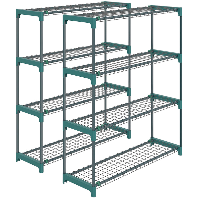 4 Tier Steel Plant Stand Set for Indoor or Outdoor Space Saving Display Dark Green Outsunny