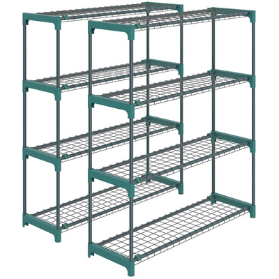 4 Tier Steel Plant Stand Set for Indoor or Outdoor Space Saving Display Dark Green Outsunny