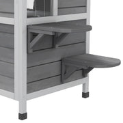 2 Storey Wooden Outdoor Cat House With Escape Door And Roof Access, Grey