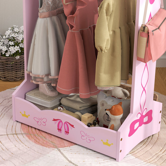 Kids Clothes Rail with Storage Shelves for Ages 3-8 Pink by AIYAPLAY