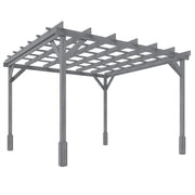 3x3m Grey Wooden Garden Pergola Kit for Shaded Outdoor Relaxing and Climbing Plants Support Outsunny