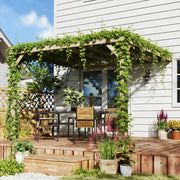 Wooden Lean To Pergola Kit With Concrete Anchors For Garden Patio Shade Light Brown AOSOM