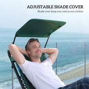 Green Zero Gravity Reclining Outdoor Sun Lounger with Shade Cup Holder and Cushion by Outsunny