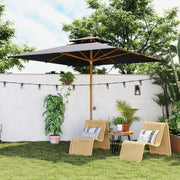 Black 3x3m Garden Parasol with Double Tier Canopy for Sun Protection by Outsunny