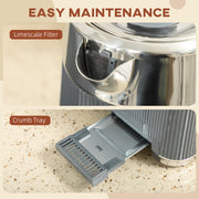 4 Slice Toaster and Fast Boil 1.7L Electric Kettle Set with Limescale Filter, Grey