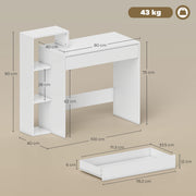 Compact Computer Desk with Shelves and Drawer for Small Spaces White AOSOM