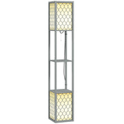 Floor Lamp with Shelves Dual Light Modern Tall Standing Lamp with Pull Chain Light, Grey by HOMCOM