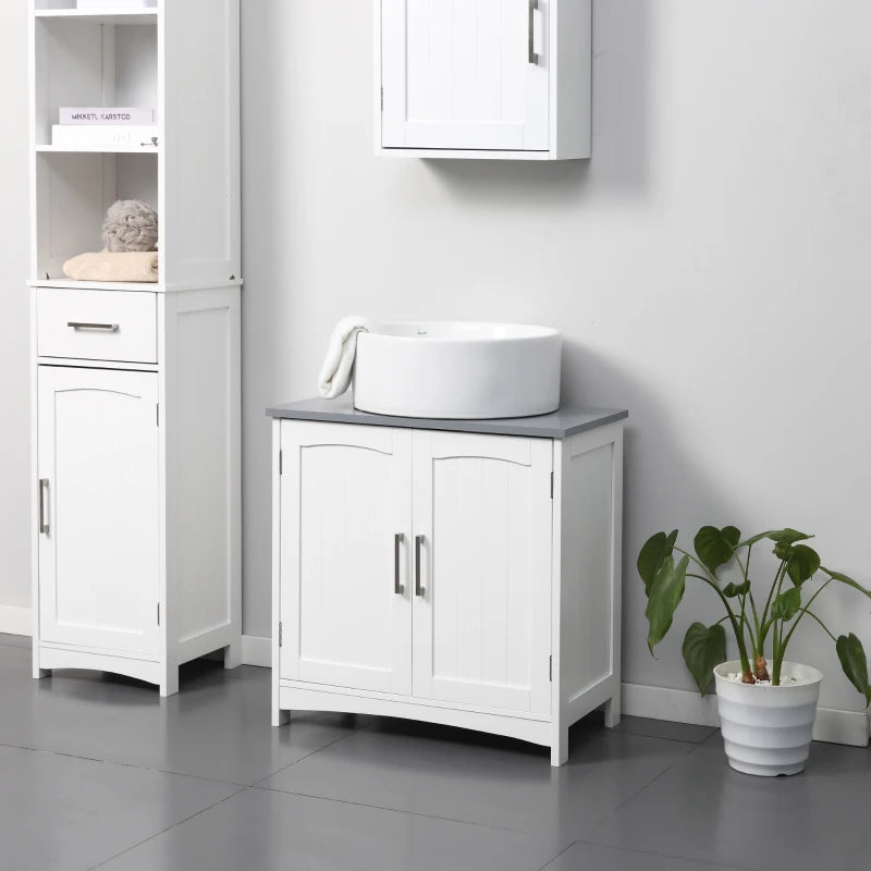 kleankin Under Sink Cabinet, Double Doors, White