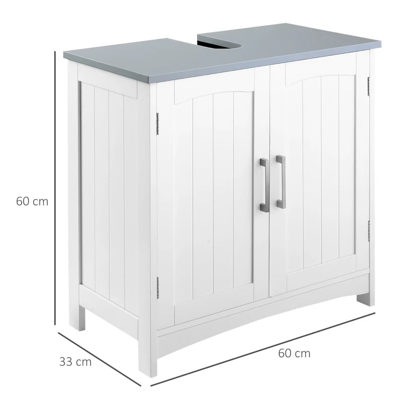 kleankin Under Sink Cabinet, Double Doors, White