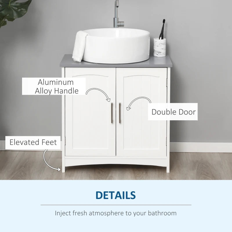 kleankin Under Sink Cabinet, Double Doors, White