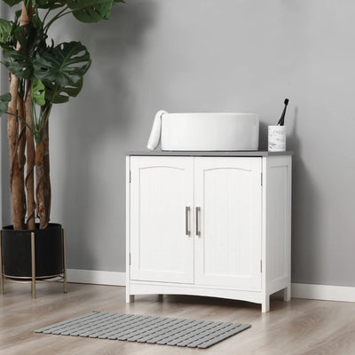 kleankin Under Sink Cabinet, Double Doors, White Kleankin