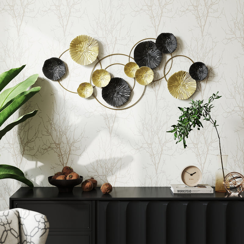 Modern Metal Wall Art With Decorative Multi Disc Design For Living Room Feature Wall Silver AOSOM