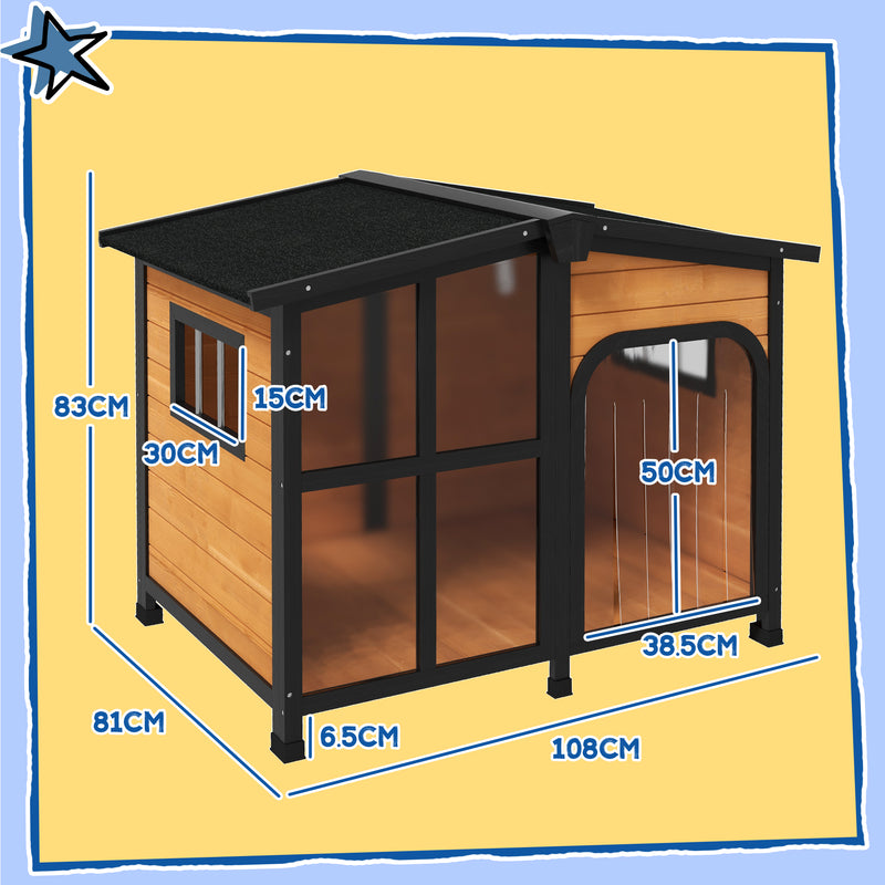 Wooden Dog Kennel with Removable Floor Openable Roof and Large Window Yellow by PawHut