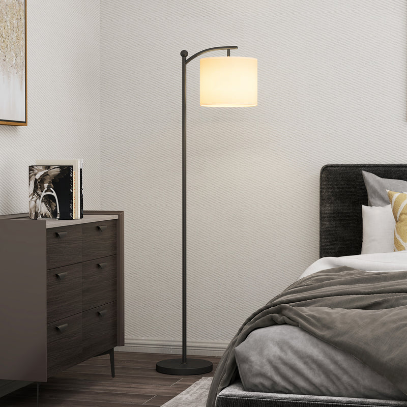 Black LED Floor Lamp With Stepless Dimming Magnetic Remote And Timer For Reading Rooms AOSOM