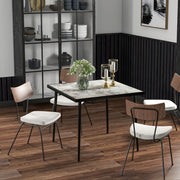 Grey Square Garden Table For 4 With Marble Effect Glass Top And Steel Frame Patio Use