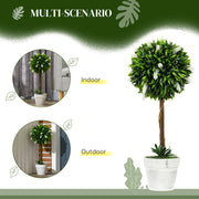 Set of 2 Artificial Topiary Ball Trees with Flowers for Home or Garden Display White
