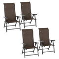 Set of Four Folding Garden Chairs with Adjustable Backs Dark Brown by Outsunny
