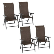 Set of Four Folding Garden Chairs with Adjustable Backs Dark Brown by Outsunny