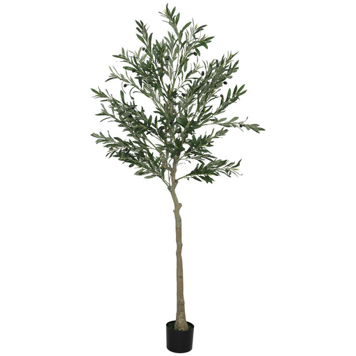 6ft Artificial Olive Tree with 900 Silk Leaves and 40 Fruits in Pot for Indoor Decoration