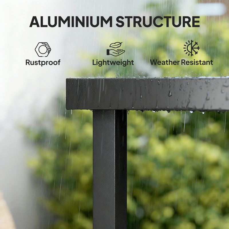 Square Garden Dining Table for 4 with Durable Aluminium Legs Ideal for Outdoors Natural Wood Outsunny