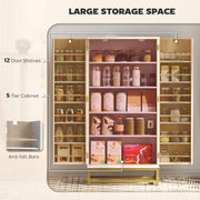 Kitchen Pantry Cupboard with Adjustable Shelves for Easy Organisation White and Wood AOSOM