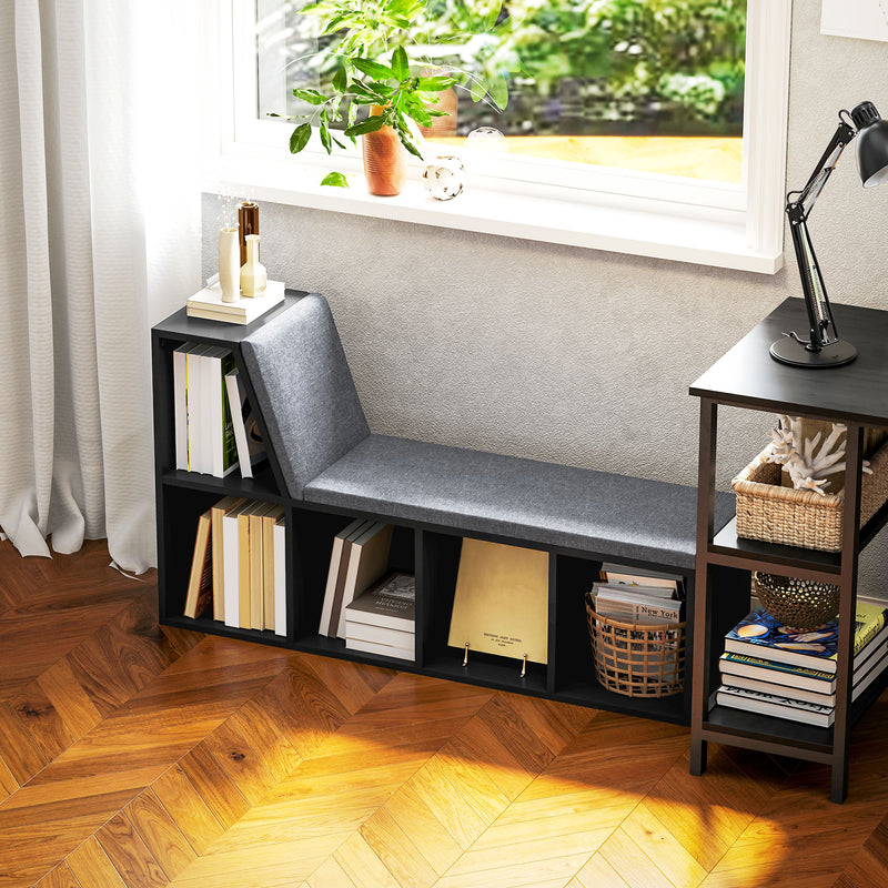 HOMCOM 2 Tier Modern Bookcase Bookshelf with Removable Cushions for Living Room AOSOM