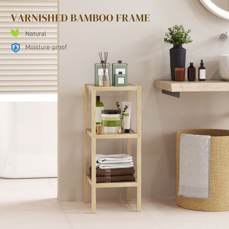 Three Tier Bamboo Bathroom Storage Shelf Natural Finish by HOMCOM