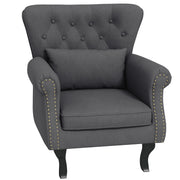 Chesterfield Style Accent Armchair With Tufted Back Ideal For Living Room, Grey