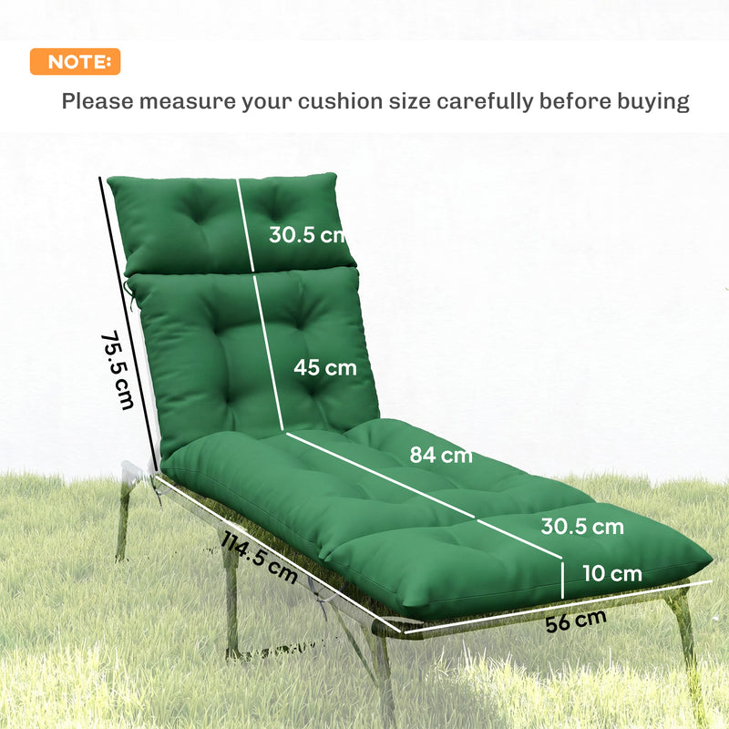 Outdoor Lounger Cushions Set of 2 for Extra Comfort and Support Green Outsunny