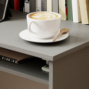 Compact Computer Desk With Storage Shelf For Home Office Or Study Room, Grey