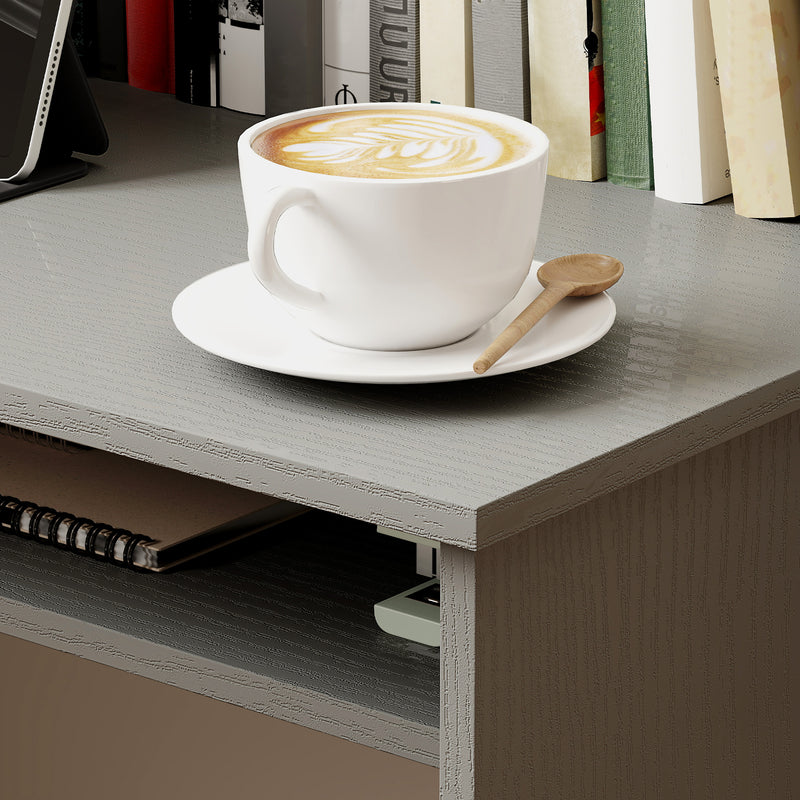 Compact Computer Desk With Storage Shelf For Home Office Or Study Room, Grey
