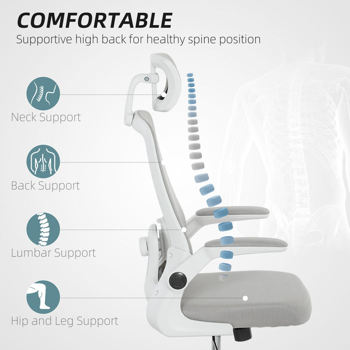 Grey Adjustable Mesh Swivel Office Chair with Ergonomic Design by HOMCOM