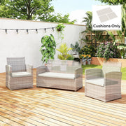 Outdoor Seat Cushion Set for Rattan or Garden Furniture with Removable Covers Cream White Outsunny