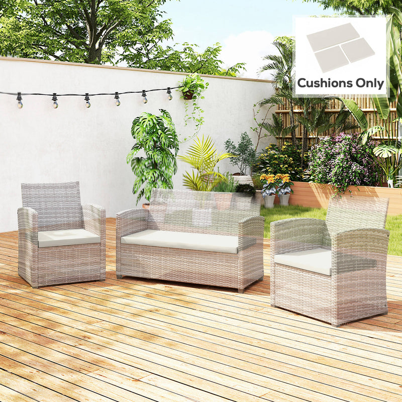 Outdoor Seat Cushion Set for Rattan or Garden Furniture with Removable Covers Cream White Outsunny
