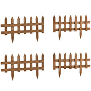 Pack of 24 Wooden Garden Border Fences for Lawn Edging and Flowerbeds, Brown
